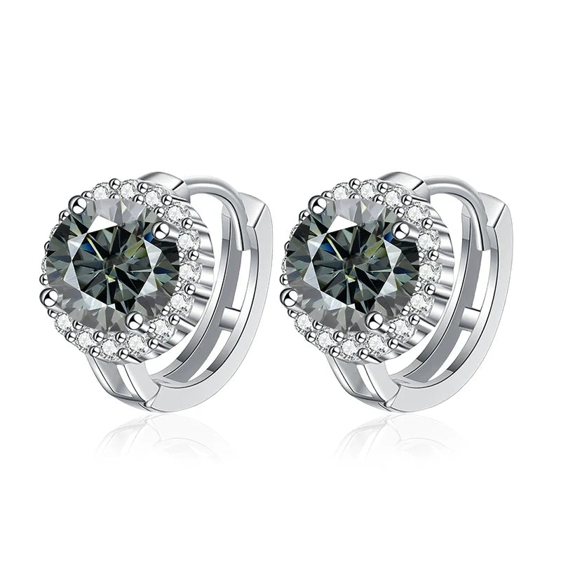 NeeTim 0.5ct 1ct Pink Moissanite Earrings Women S925 Silver Black Blue Green Grey Rainbow Lab Diamond Wedding Studs Earring