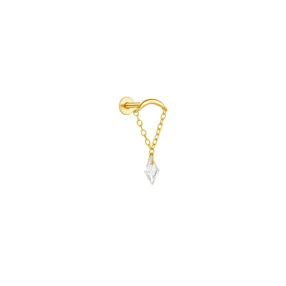 CANNER 1PC Four Pointed Star Moon Tassel Lotus Cartilage Spiral Puncture 925 Sterling Silver Stud Earring For Women Ins Earring
