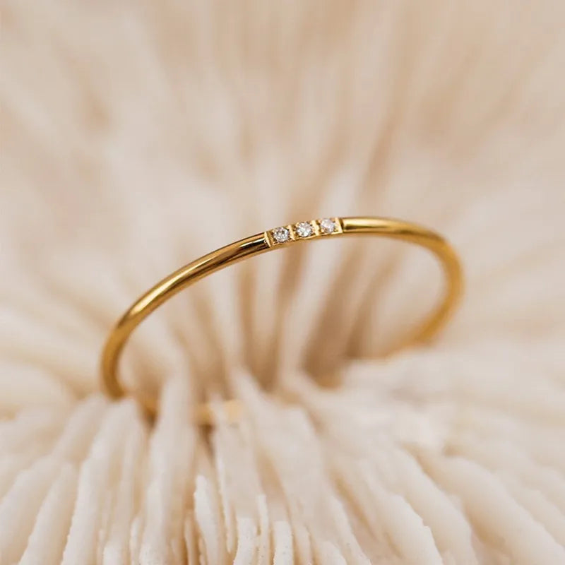 1mm Thin Stainless Steel CZ Inlay Stackable Ring Wedding Band for Women Girl Size 3-10