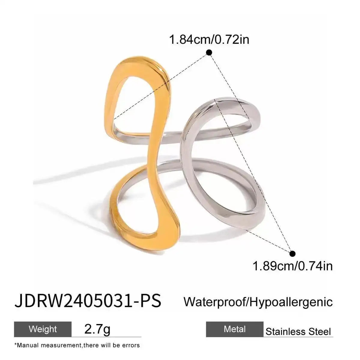 Wholesale High End Waterproof Three-dimensional M Letter Hollow Stainless Steel Finger Ring Trendy for Women Personalize Jewelry