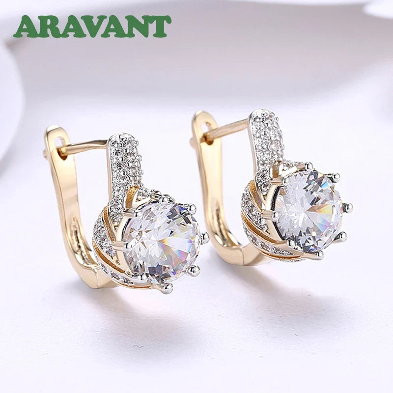 Aravant 925 Silver 18K Gold Drop Earrings For Women Fashion Party Jewelry Gifts