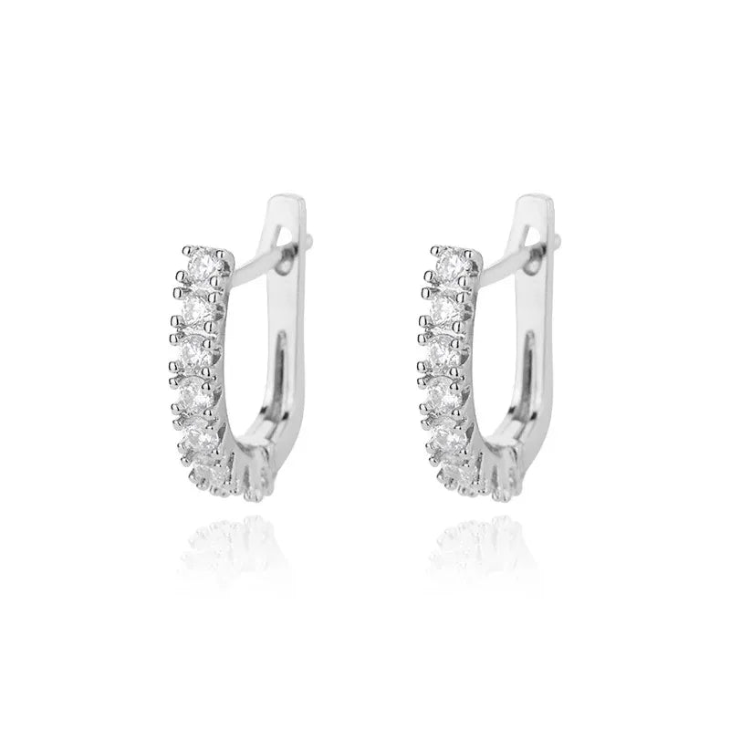Cubic Zirconia U Shape Stud Earrings For Women Stainless Steel Geometric Earrings Jewelry Wedding Birthday Gift