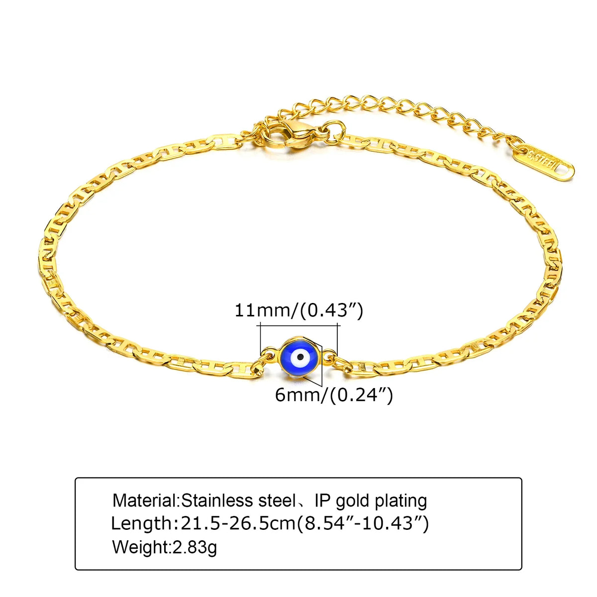 Stainless Steel Lucky Evil Eye Anklet Bracelet for Women, Blue Eye Beaded Chain Foot Anklets Summer Beach Lucky Amulet Gift