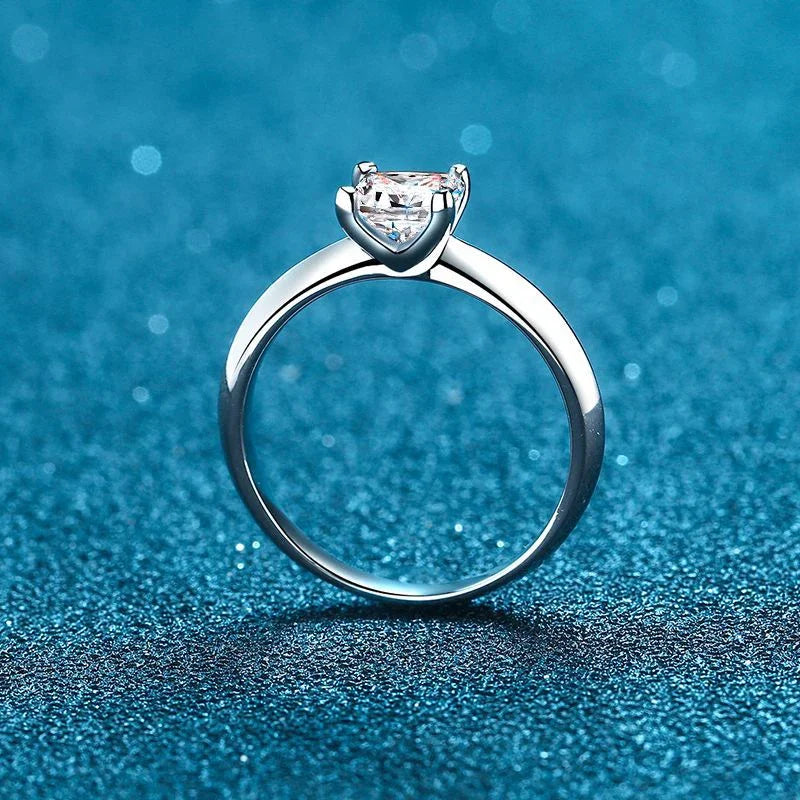 NeeTim 2ct VVS1 Princess Cut Moissanite Diamond Ring for Women S925 Sterling Silver Eternity Band Wedding Party Fine Jewelry