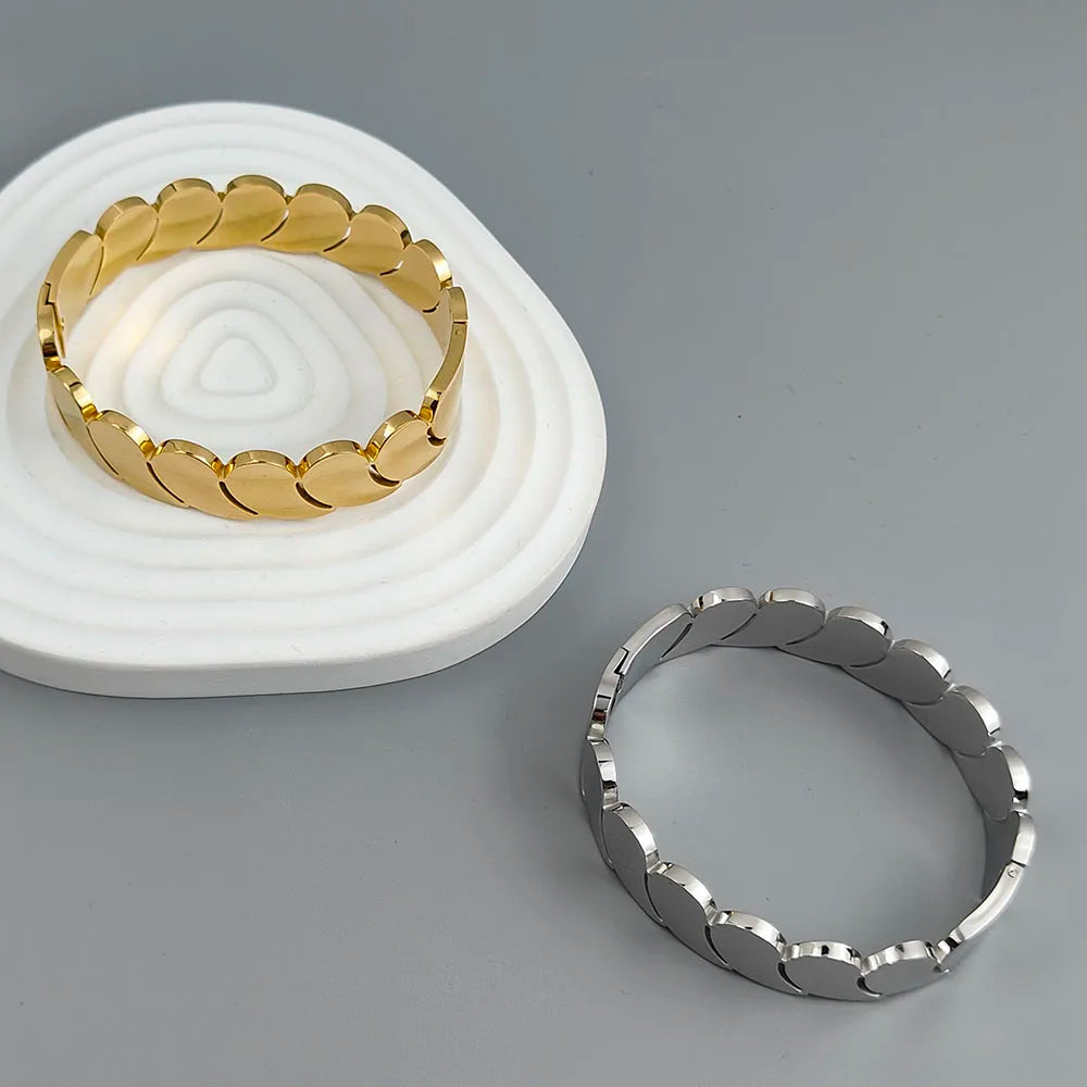 New water drop hollow stainless steel gold plated 18K bracelet, high quality waterproof silver jewelry, gift for couples