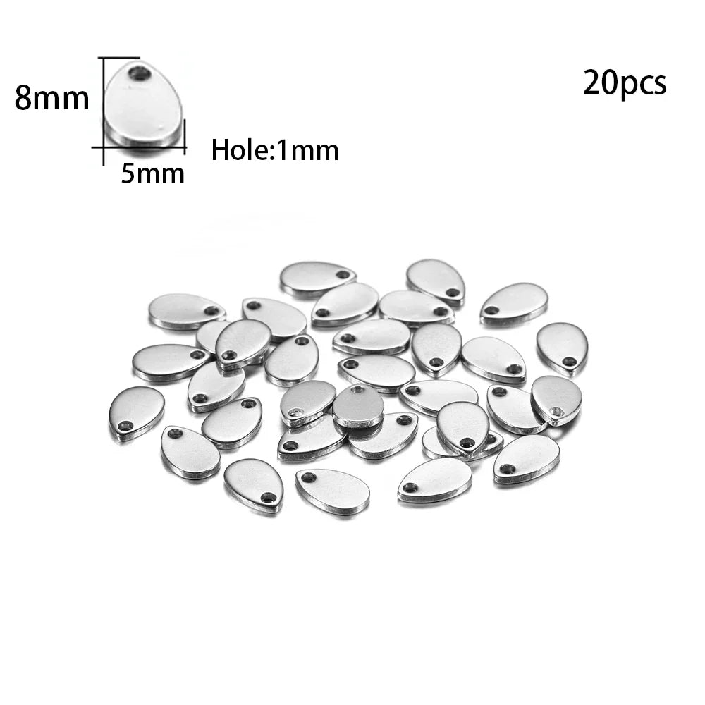 10-50Pcs Gold Stainless Steel Customized Dog Tag Heart-Shaped Oval Blanks Charm Pendant Charms For DIY Jewelry Making Supplies