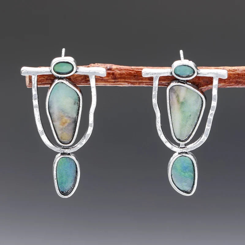 Elegant Personalized Carved Dragonfly Earrings Seven colored gems Hook Drop Earrings Wedding Engagement Earrings for women