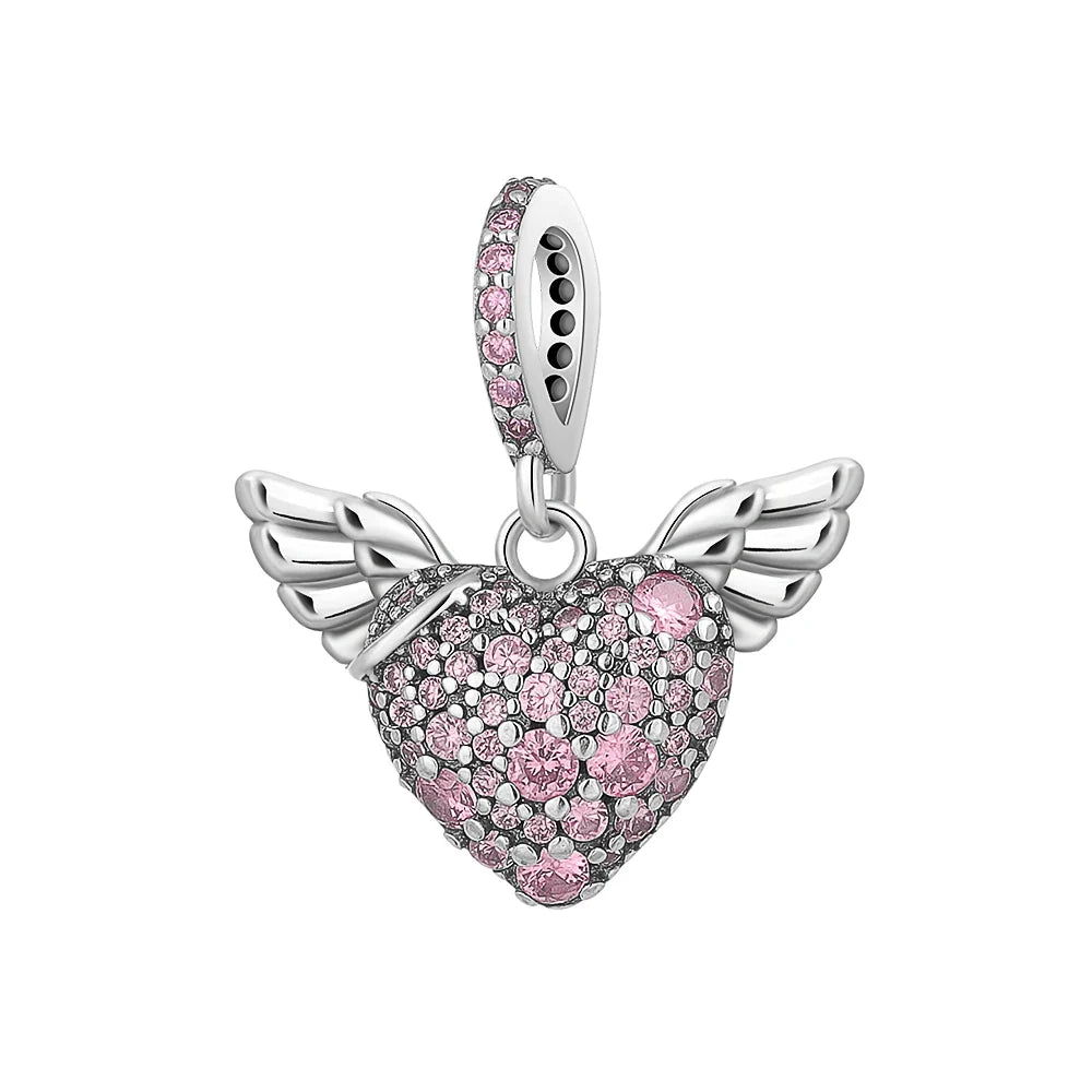 2026 Spring Pink Series Ballon Butterfly Flower Pendant Fit S925 European 925 Sterling Silver Bracelet Bangles Necklace
