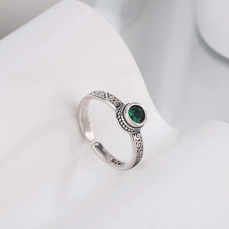 925 Sterling Silver Green Zircon Rings For Women Wedding Engagement Female Vintage Luxury Jewelry Accessories Jewellery