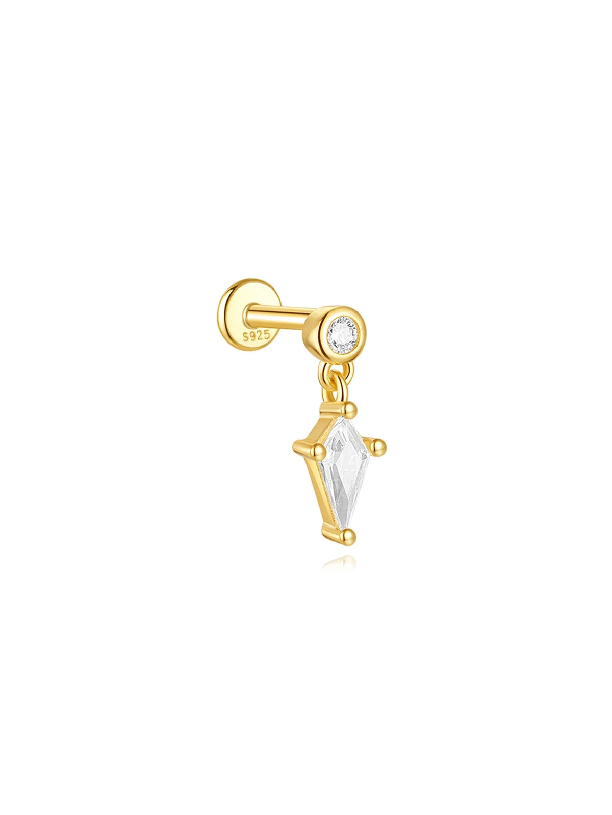 CANNER 1PC Four Pointed Star Moon Tassel Lotus Cartilage Spiral Puncture 925 Sterling Silver Stud Earring For Women Ins Earring