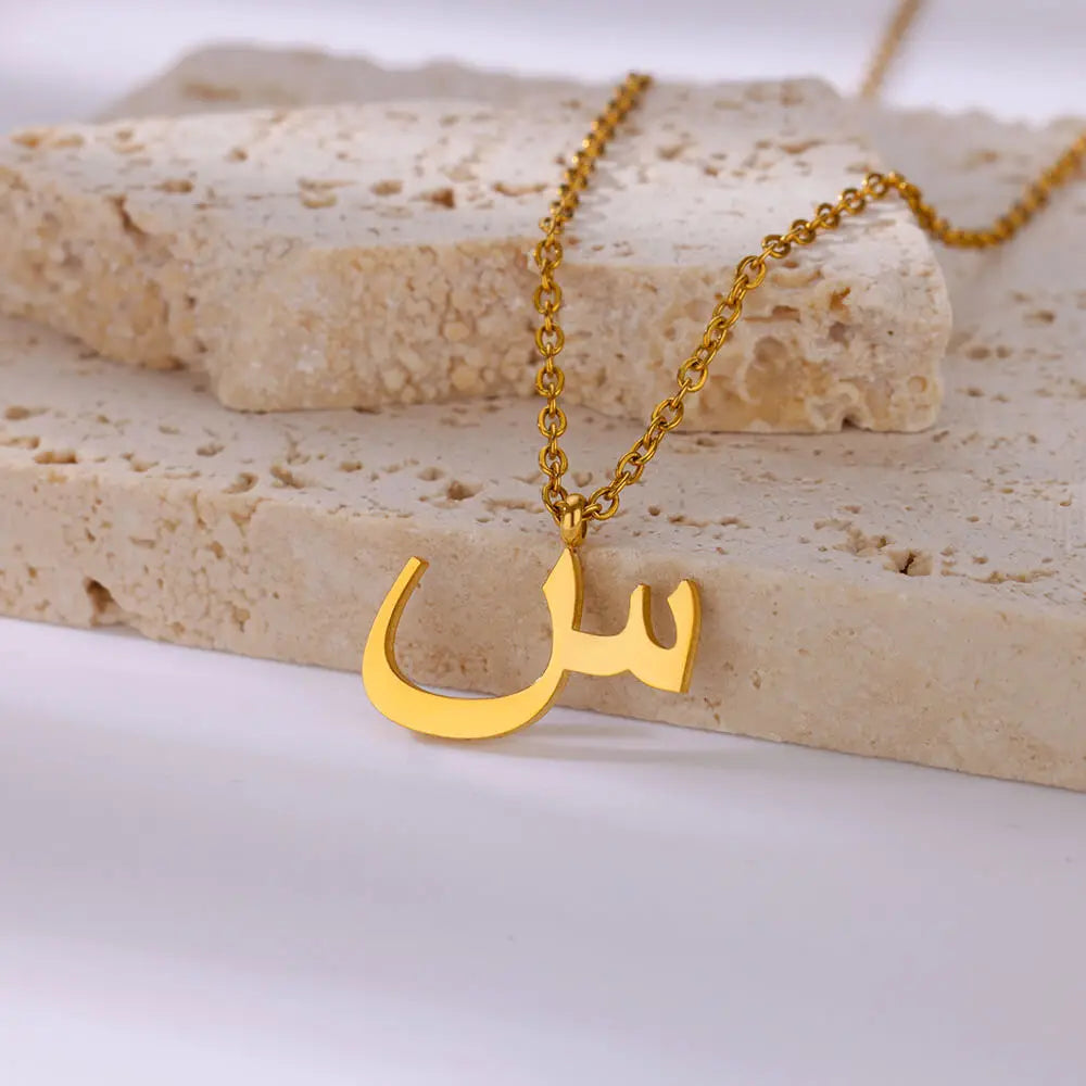 Arabic Letter Name Necklaces For Women Stainless Steel Alphabet Pendant Chain Choker Collar Femme Wedding Aesthetic Jewelry Bff