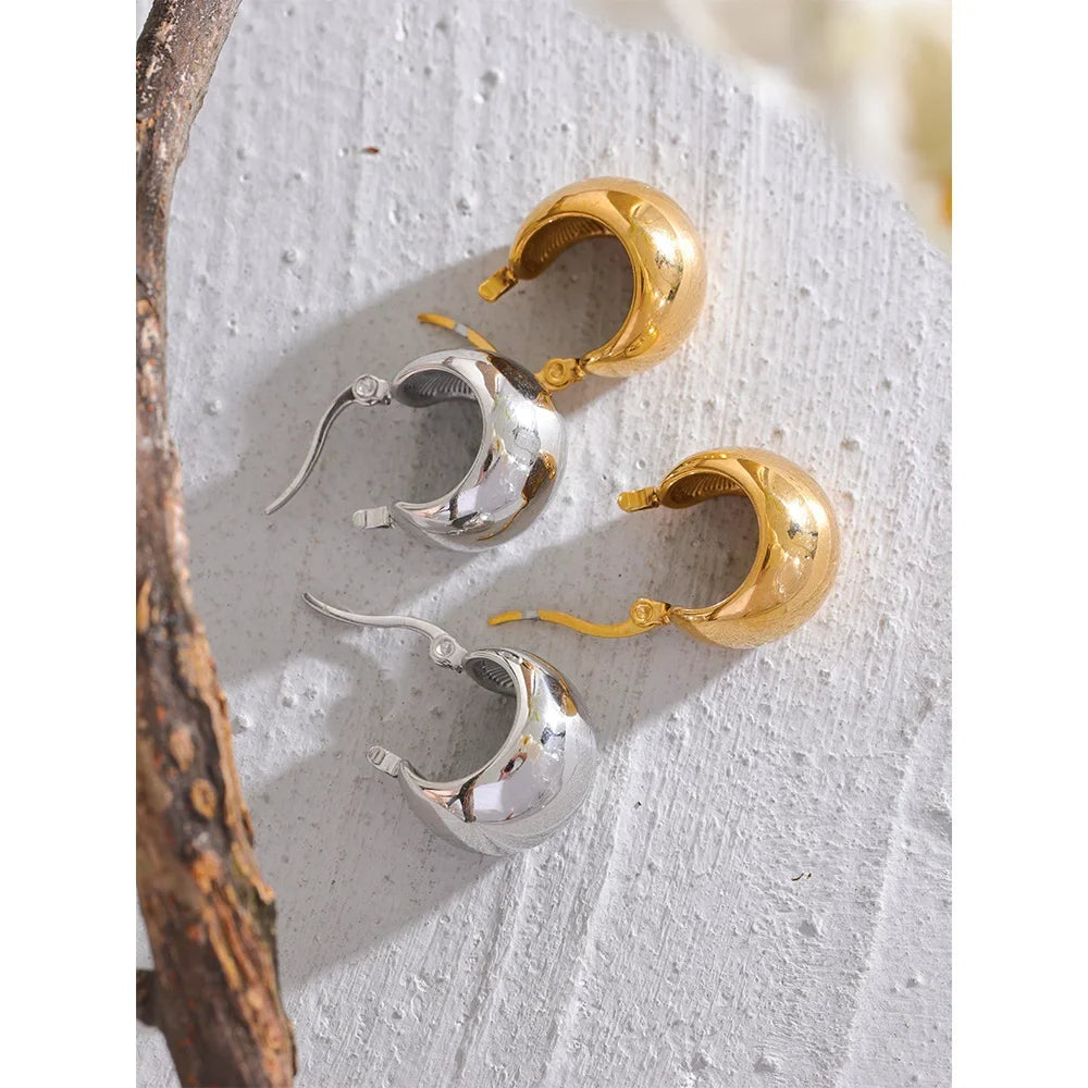 Yhpup Charm Stainless Steel Chunky Geometric Unusual Earrings Personalized Metal Rust Proof 18K Gold Color Jewelry Bijoux Femme