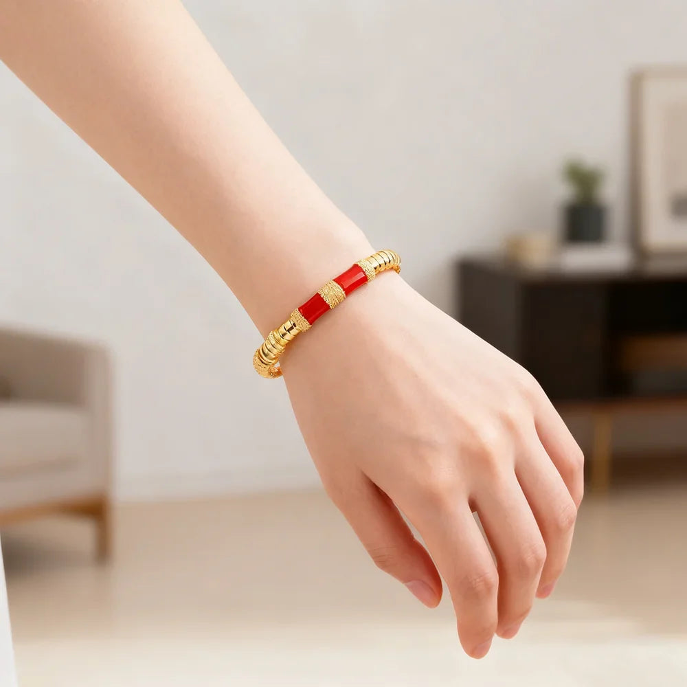 gold plated ring and bracelet nigerian jewelry set High Temperament Multy Colors Personalized bracelets Girl Gift Free Shipping