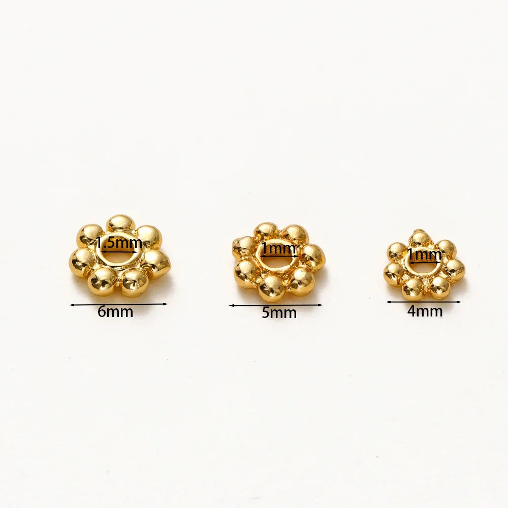 20pcs 14K 18K Gold Color Daisy Spacer Beads Mini Brass Spacer Beads Charms Pendants for DIY Bracelet Necklace Jewelry Making