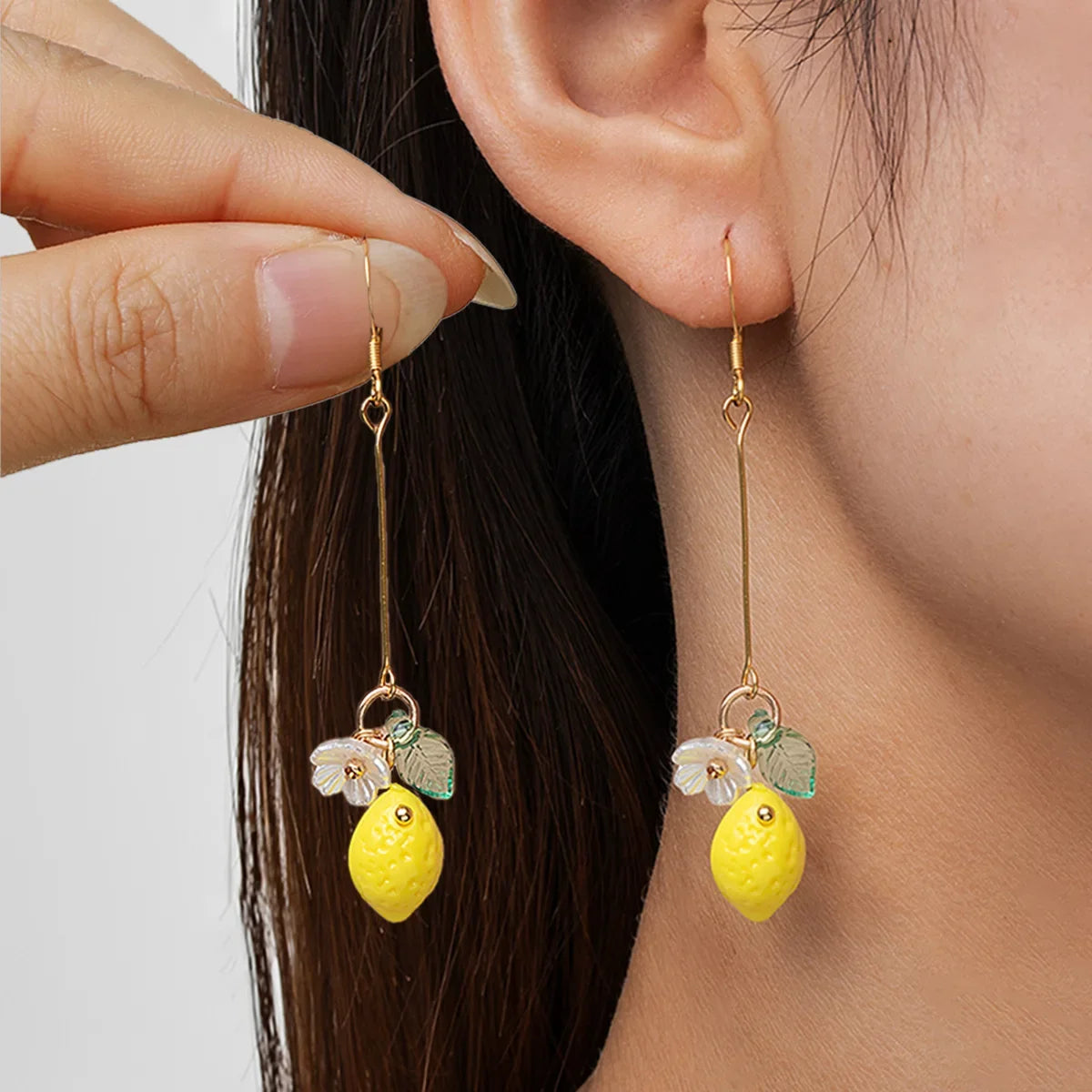 Personalized Lemon Earrings with Long Tassel Summer Fruit Dangle Earrings Versatile Bohemian Jewelry Gift for Women