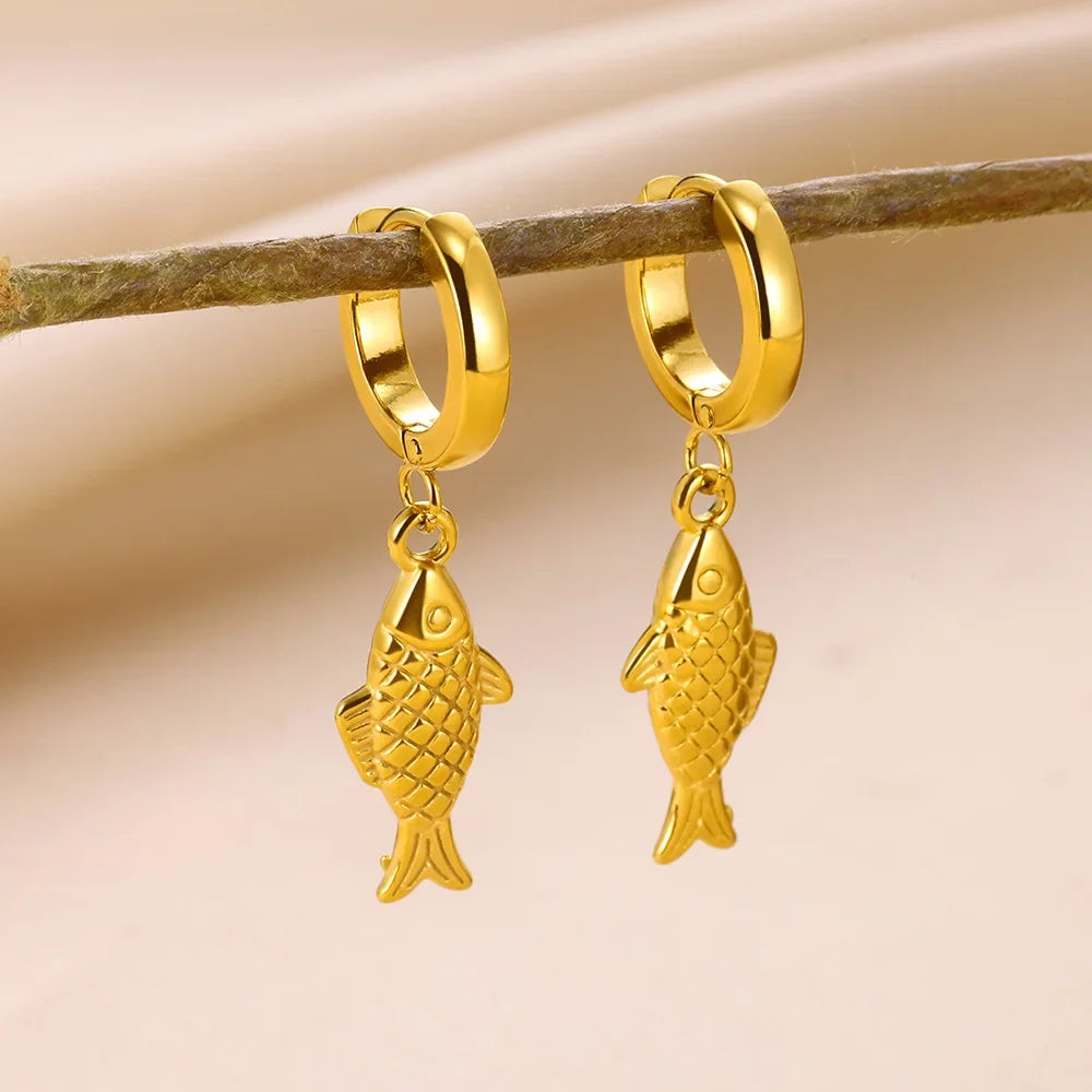 Freshwater Ocean Starfish Shell Hoop Earrings For Women Elegant Stainless Steel Gold Color Aretes Christmas jewelry accessories