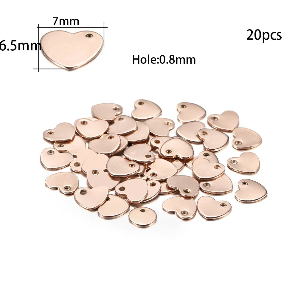 10-50Pcs Gold Stainless Steel Customized Dog Tag Heart-Shaped Oval Blanks Charm Pendant Charms For DIY Jewelry Making Supplies