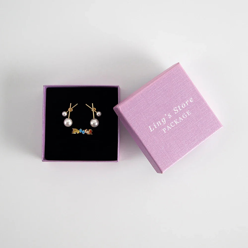 24Pcs Personalized Logo Jewelry Paper Gift Box Wedding Favors Ring Earring Necklace Pendant Bracelet Stud Bag Storage Packaging