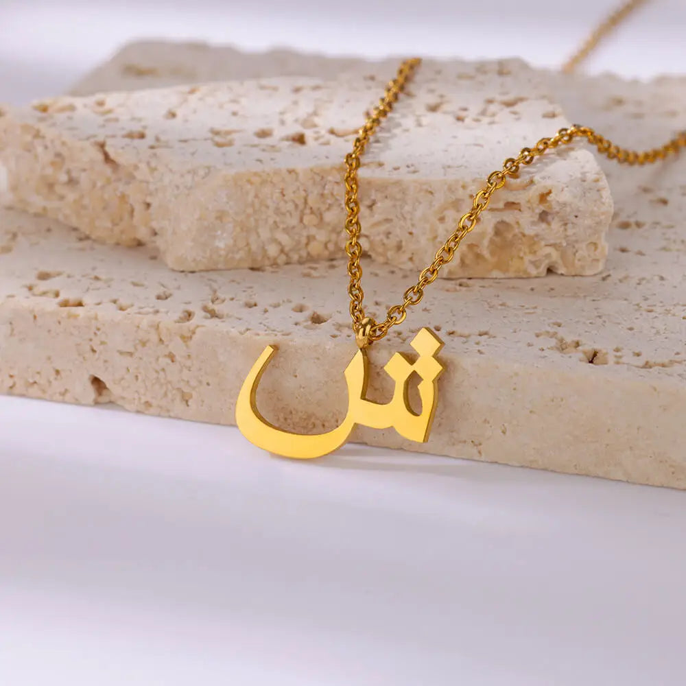 Arabic Letter Name Necklaces For Women Stainless Steel Alphabet Pendant Chain Choker Collar Femme Wedding Aesthetic Jewelry Bff