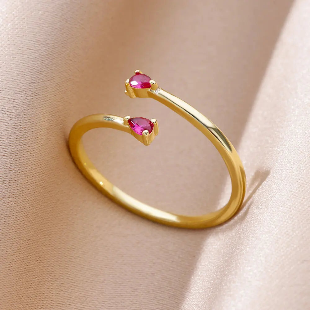 Tiny Green Zircon Round Rings For Women Geometric Stainless Steel Ring Luxury Wedding Christmas Jewelry Gift Free Shipping