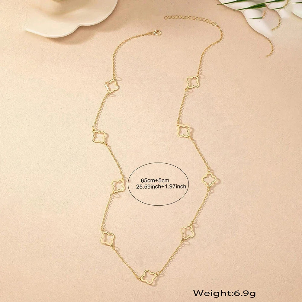 Aomogo Stainless Steel 2025 New Hollow Four-Leaf Clover Pendant Necklace Simple Fashion Design Collarbone Chain Jewelry Gifts