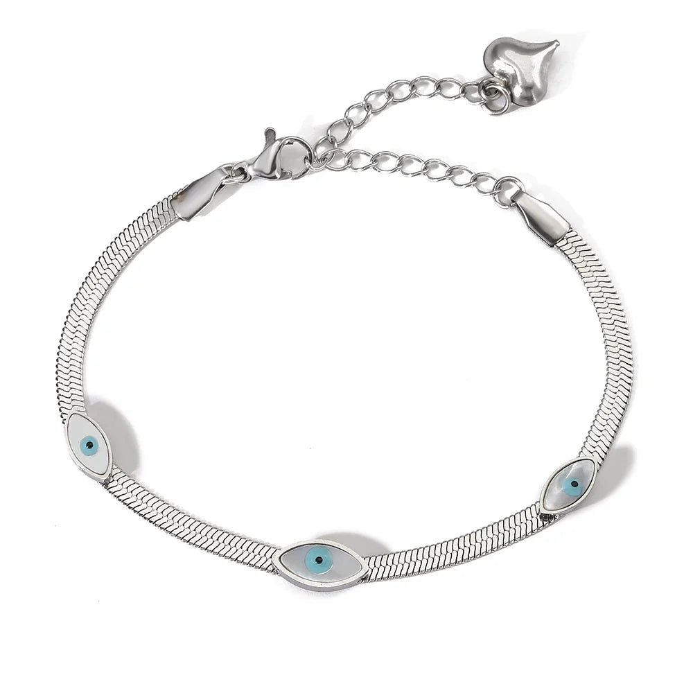 NEWBUY High Quality Non-Fading 316L Stainless Steel Jewelry Gold/Silver Color Evil Eye Choker Chain Bracelet For Women Girl Gift