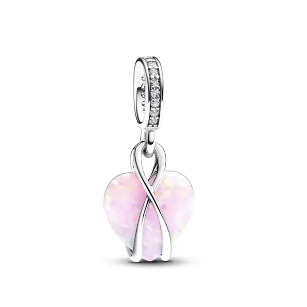 2026 Spring Pink Series Ballon Butterfly Flower Pendant Fit S925 European 925 Sterling Silver Bracelet Bangles Necklace