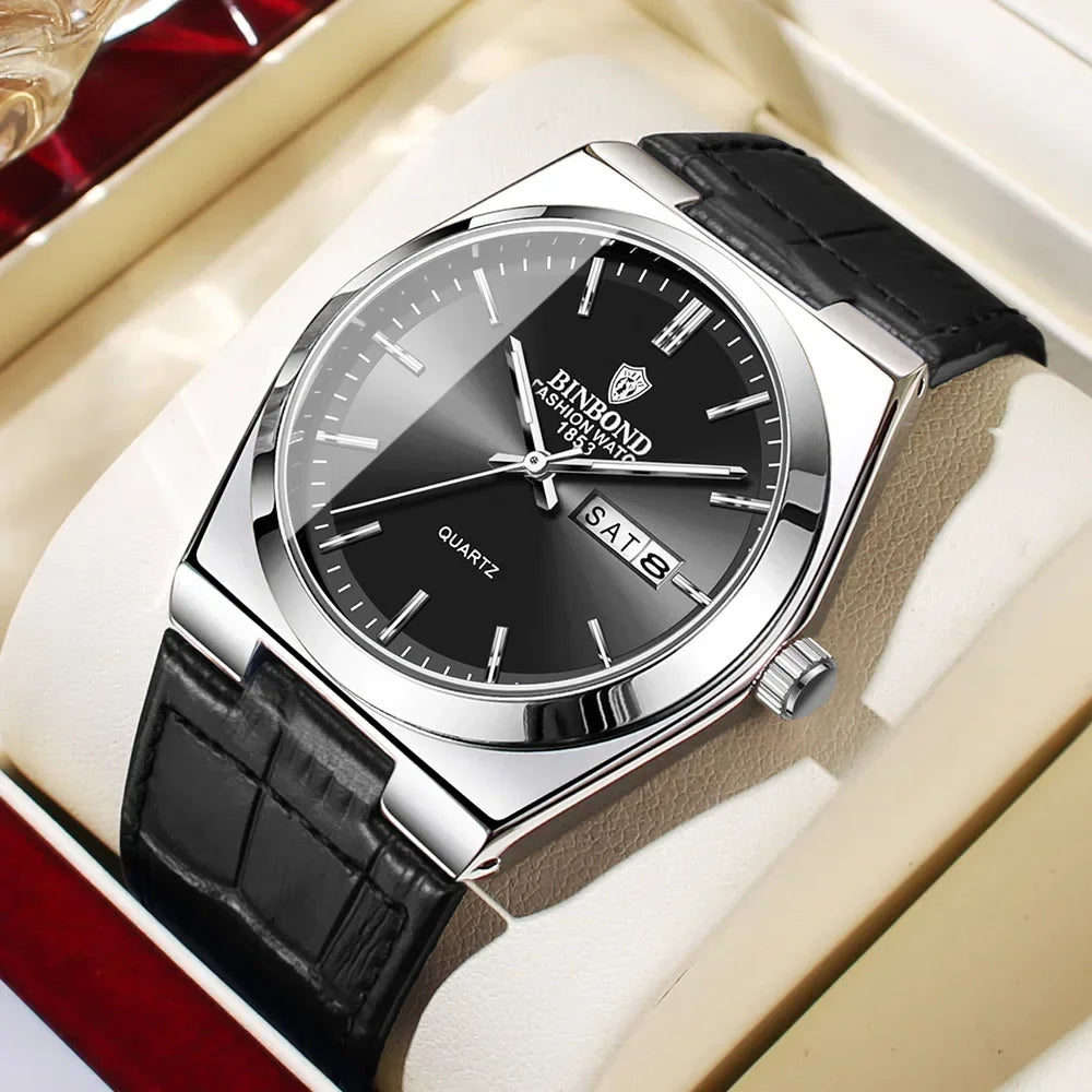 2026 Casual Business Leather Fashion Quartz Wristwatches Gold Clock Men Luxury Watch Automatic Watches Mens Gifts Montre Homme