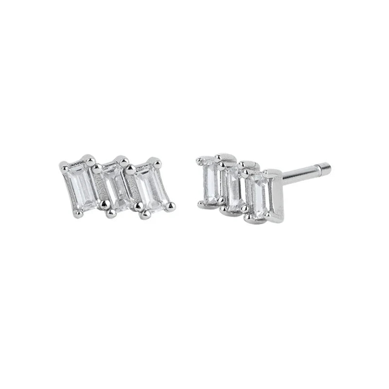 925 Sterling Silver Ear Needle Fashion Hoop Earrings White Crystal Luxury Women's Silver Earrings Wedding Women's Jewelry Gift