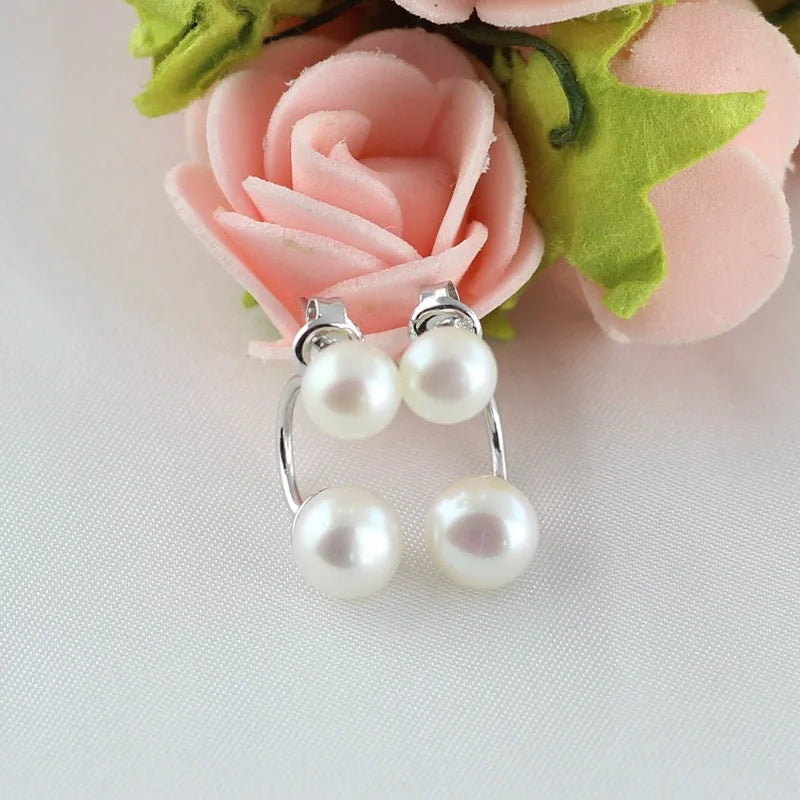 S925 Silver Small Pearl Stud Earrings Nearly Round, Subtle Elegance, Versatile Ear Adornments