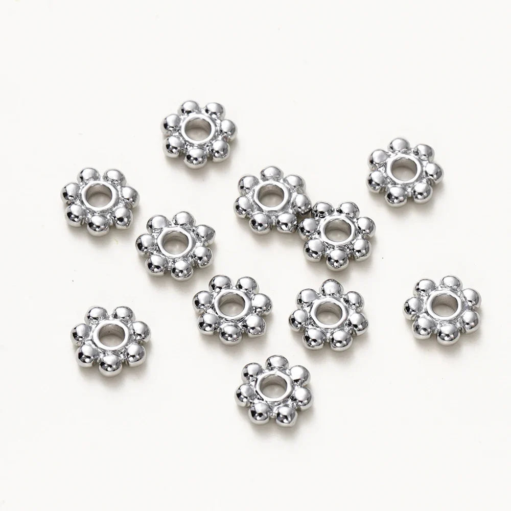 20pcs 14K 18K Gold Color Daisy Spacer Beads Mini Brass Spacer Beads Charms Pendants for DIY Bracelet Necklace Jewelry Making