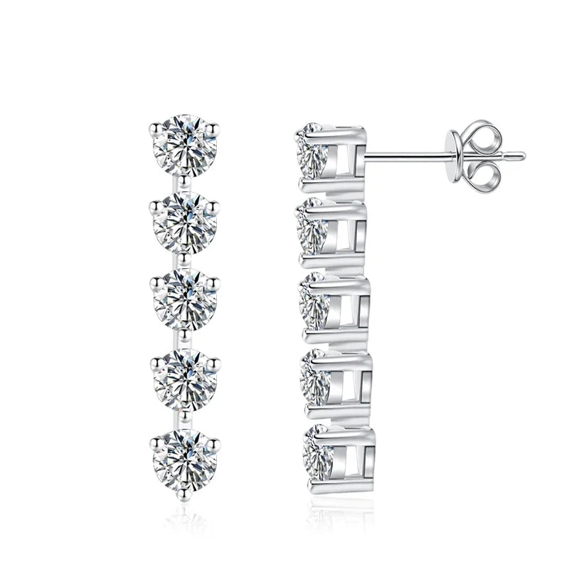 NeeTim 3mm Full Moissanite Earring For Women Wedding Fine Jewely 925 Sterling Sliver With White Gold Plated Party Studs Earrings