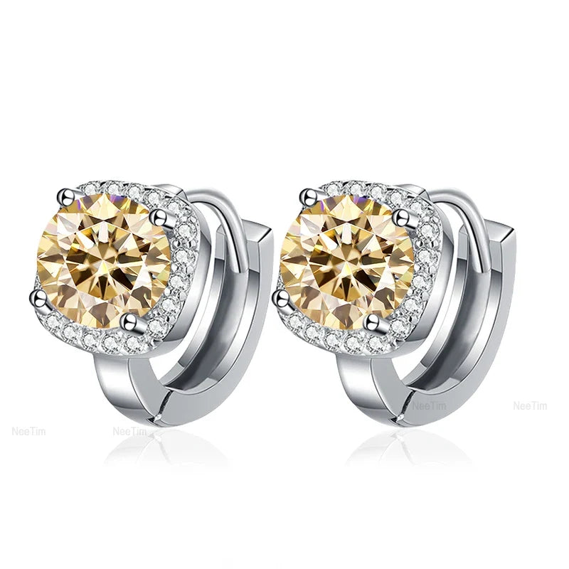 NeeTim 0.5ct 1ct Rainbow Color Moissanite Studs Earrings for Women S925 Silver Black Blue Pink Lab Diamond Wedding Stud Earring