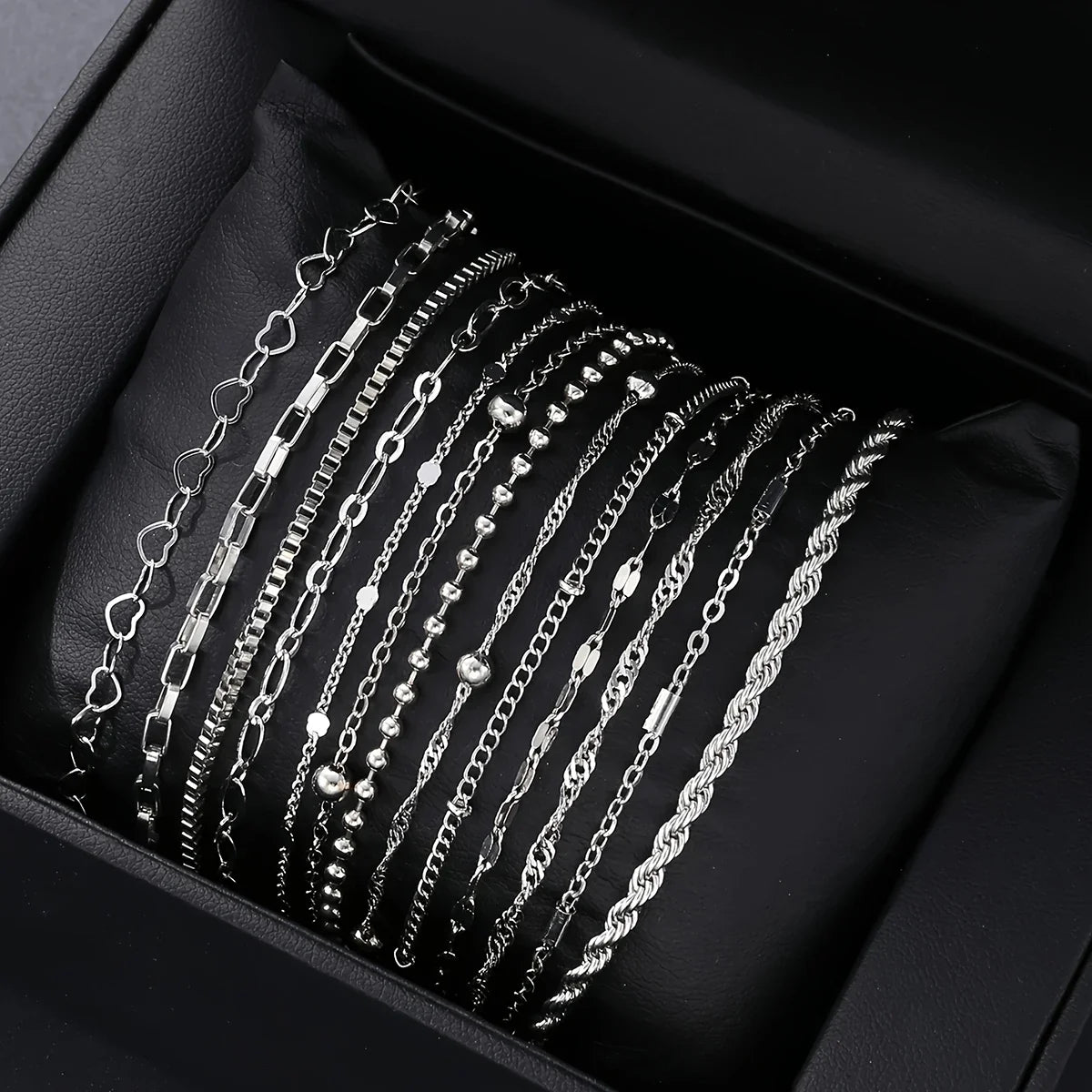 13Pcs/Set Stainless Steel Bracelet for Women, Silver Gold Color Multi Style Combination Chain, Waterproof Exquisite Jewelry Gift