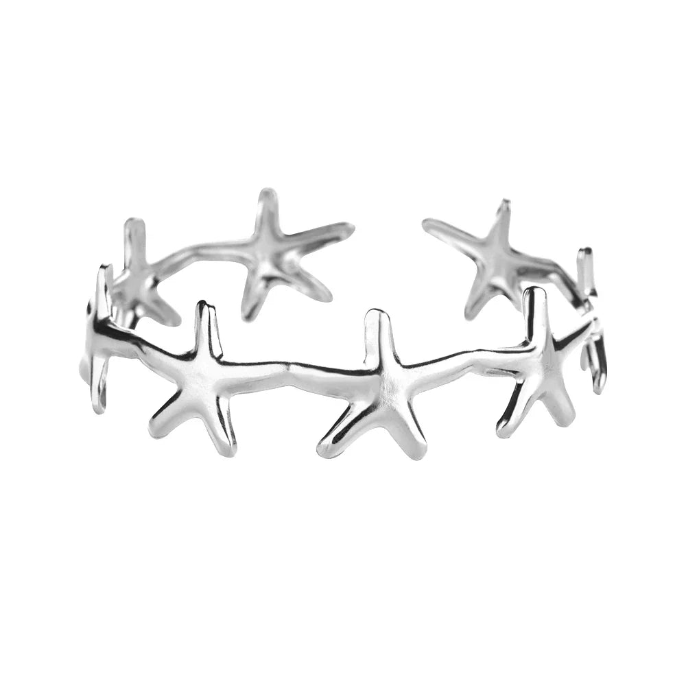 Minimalist Starfish Bangles For Women Lucky Stainless Steel Cuff Bracelets 2024 Trend Female Charm Jewelry Wrist Accessories BFF