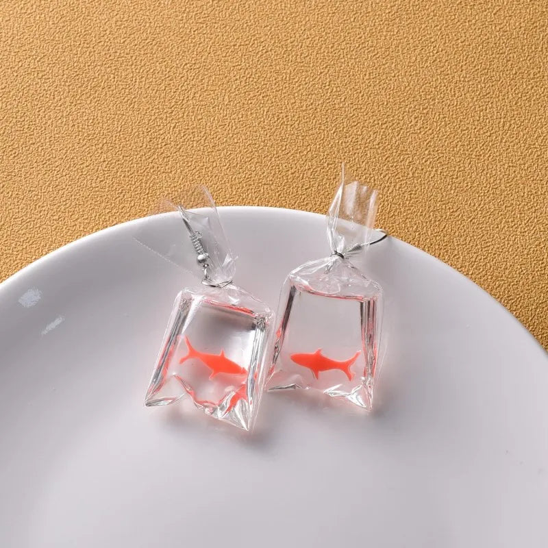 Creative Goldfish Earring Unique Transparent Goldfish Pendant Earring Cute Koi Fish Drop Earrings Personalized Jewelry Wholesale