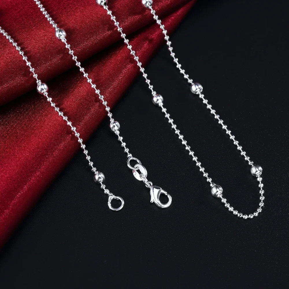 925 Sterling Silver charms Round beads chain Necklace For Women 16-24 inch Fashion party wedding noble Jewelry Holiday gifts