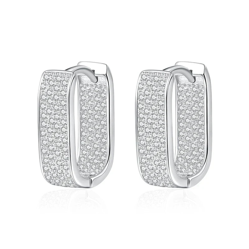 NeeTim Full D Color Sparkling Moissanite Earrings 925 Sterling Silver Classic Shining Hoop Earrings For Women Wedding Jewelry