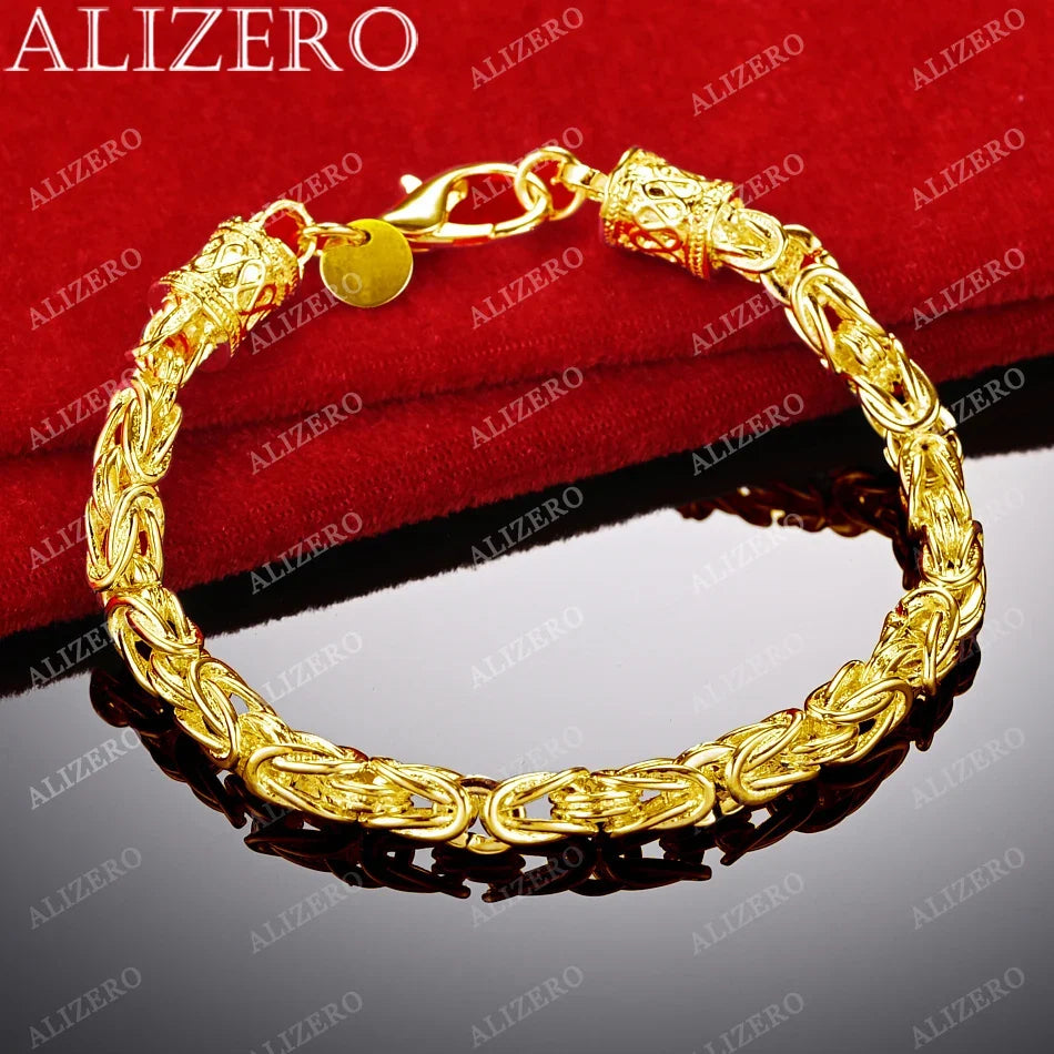 ALIZERO 18K Gold Bracelet 5mm Faucet Chain Bracelets For Men Woman Fashion Wedding Party Gift Fine Jewelry Wholesale
