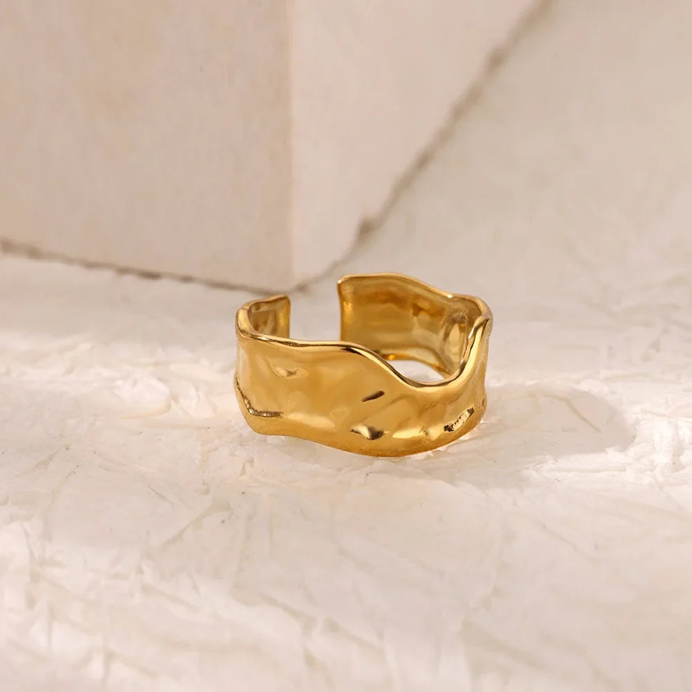Double Heart Rings For Women Gold Color Stainless Steel Open Adjustable Ring Female Fashion Party Wedding Aesthetic Jewelry Gift