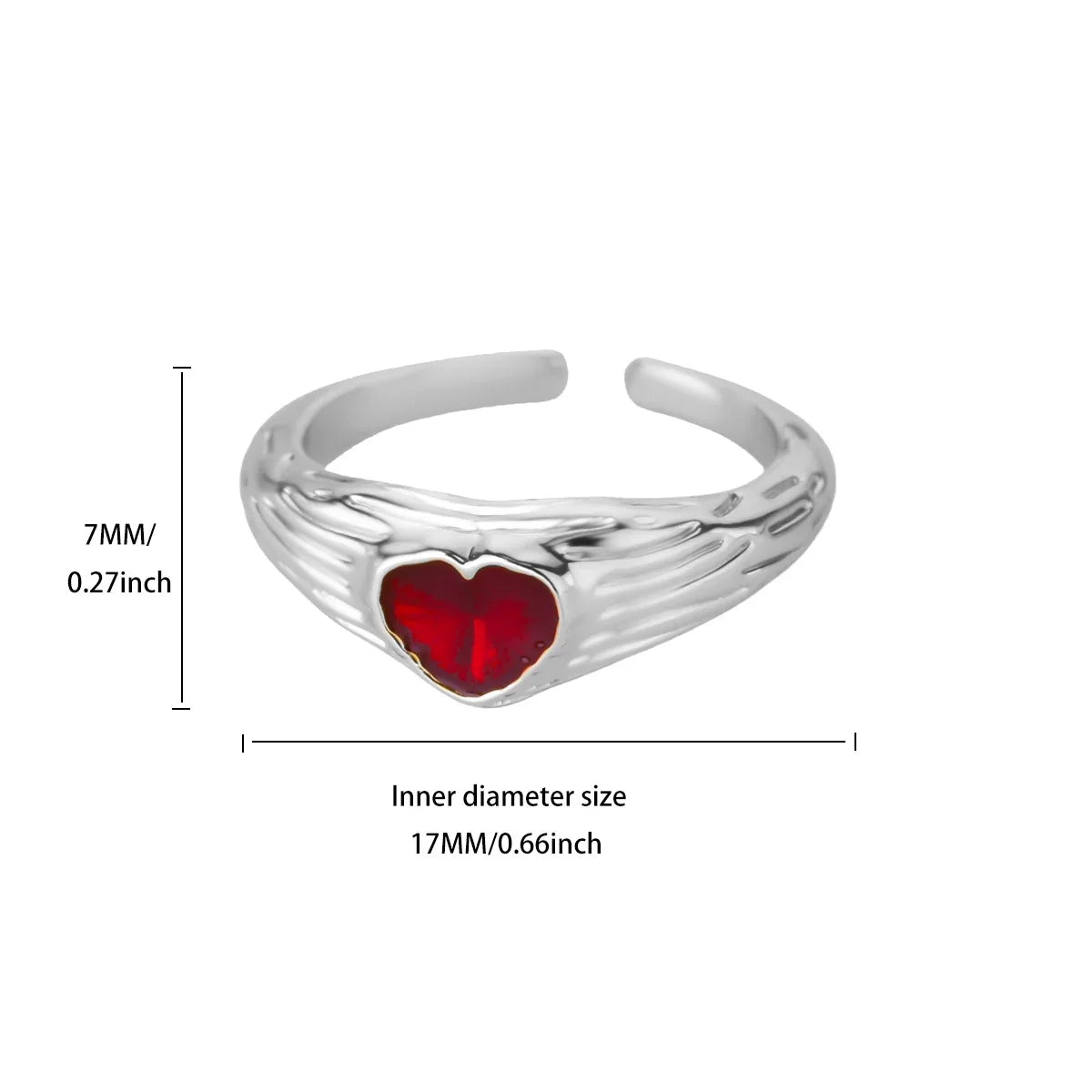 Punk Red Zircon Heart Rings for Women Stainless Steel Gold Color Cheap Open Ring 2025 New Fashion Wedding Couple Jewelry Gift