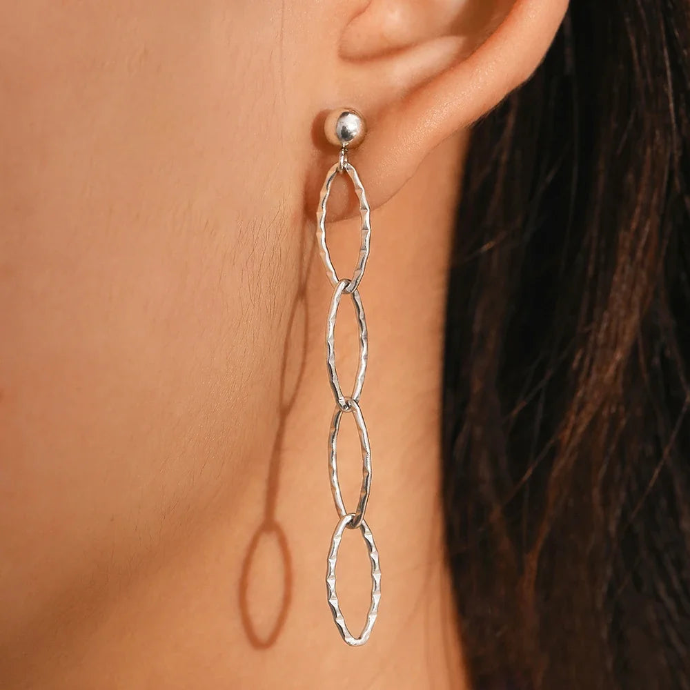 Stainless Steel Earrings Personality Irregular circle Long Fashion Simplicity High-end Sense Dangle Earrings For Women Jewelry