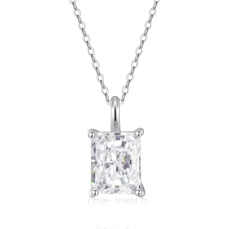 NeeTim 1ct 2ct 3ct 4ct Radiant Cut D VVS1 Moissanite Necklace for Women with Gold Plated Jewelry Sterling Silver 925 Pendant