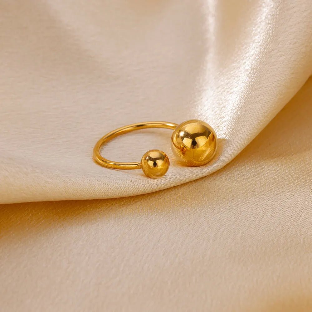 Punk Chunky Ball Rings For Women Men Gold Color Stainless Steel Anxiety Beads Ring Trendy Jewelry Finger Accessories Gift BFF