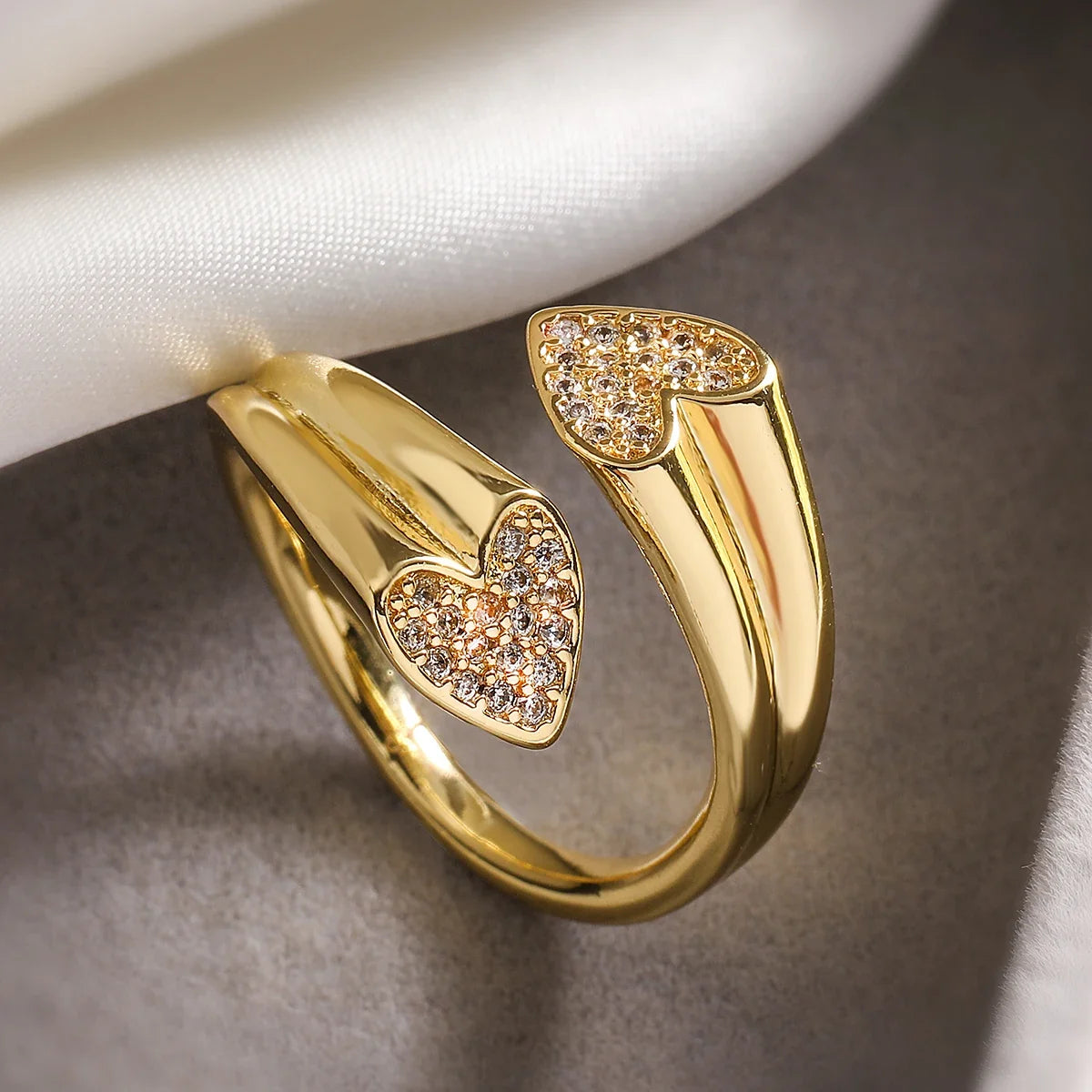 NEWBUY High Quality AAA CZ Zircon Inlay Copper Wedding Jewelry Unique Design Open Rings For Elegant Women Size Adjustable