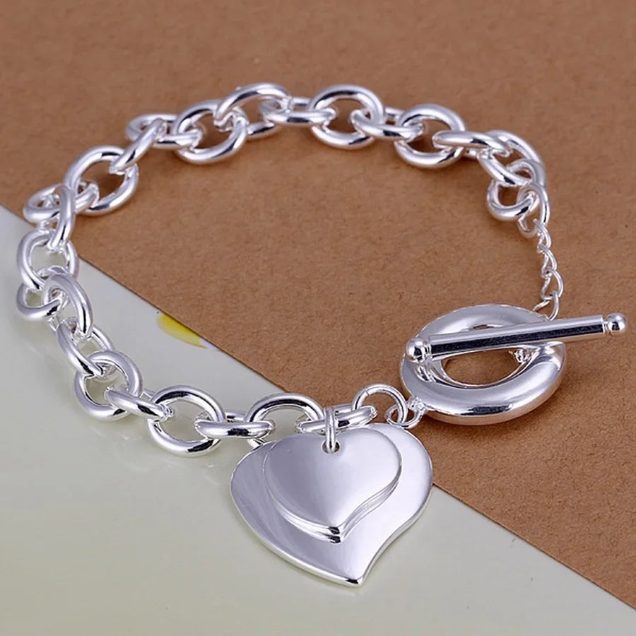 Noble 925 Sterling Silver Square Solid Chain Bracelet For Women Men Charm Party Gift Wedding Fashion Jewelry Free shipping