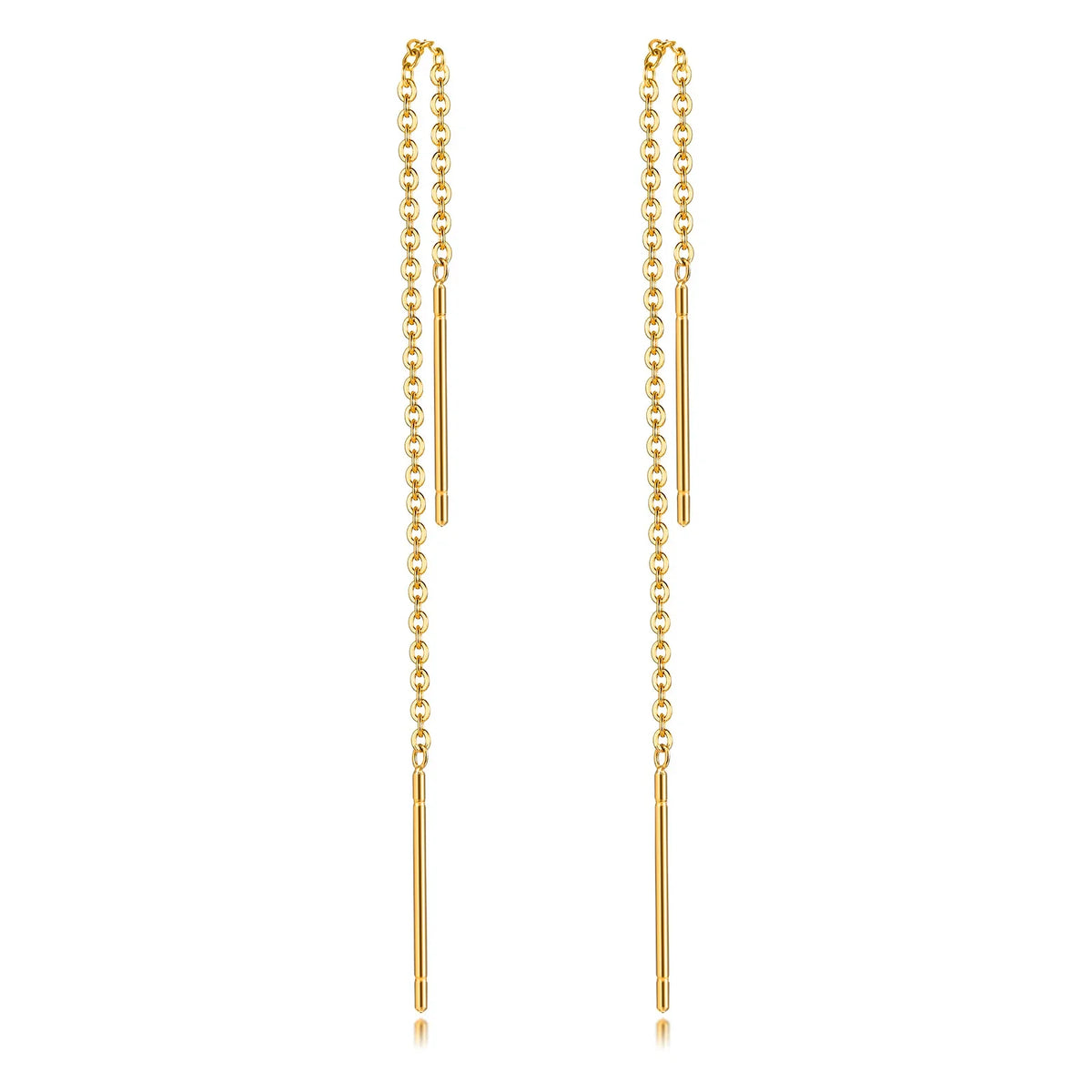 Long Threader Earrings for Women, Thin Linear Earring,Stainless Steel Chain Drop Ear Line , Fashion Korean Jewelry