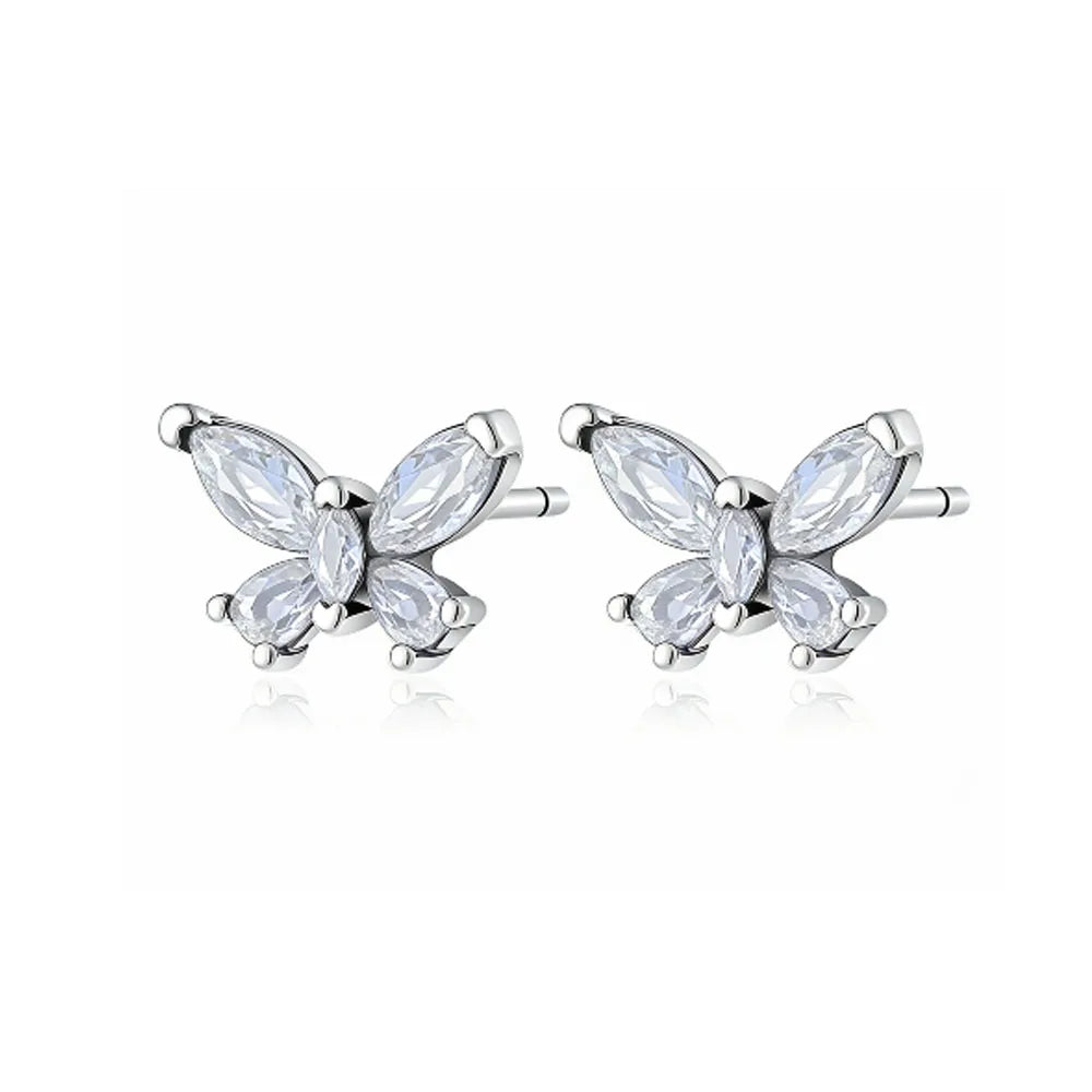 2026 New 925 Silver Elephant Cherry Blossom Butterfly Heart Earrings, a delicate choice for women's fashion jewelry