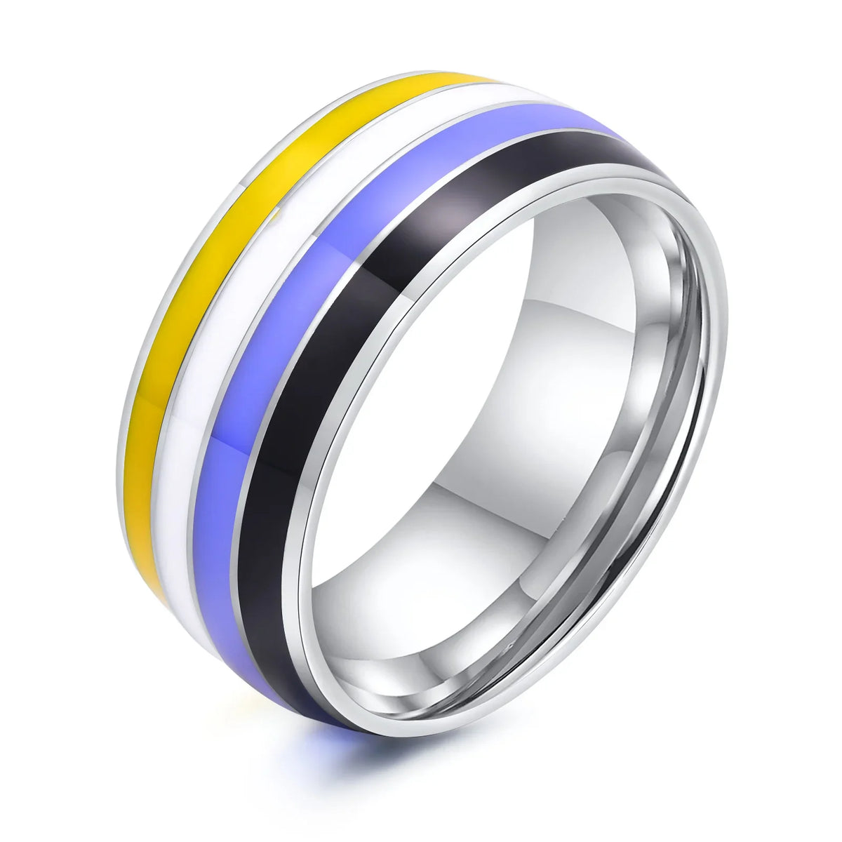 Stainless Steel Lesbian LGBT Ring for Women Couple , pride Love Promise Band Stripe Flag Color Engagement Rings