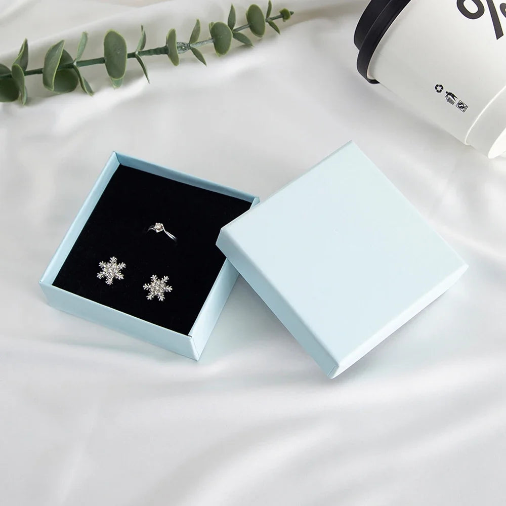24Pcs Personalized Logo Jewelry Paper Gift Box Wedding Favors Ring Earring Necklace Pendant Bracelet Stud Bag Storage Packaging